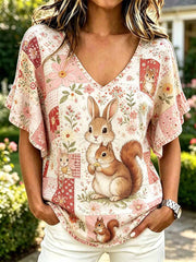 Damenmode-lässiges T-Shirt mit Eichhörnchen muster