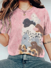 Frauen schöne Hunde Fuzzy Art kurz ärmel iges T-Shirt