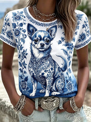 Damen-T-Shirts mit Blumen druck für Hunde
