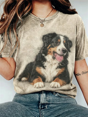Kurz ärmel iges T-Shirt für Damen Fuzzy Berner Sennenhund kunst