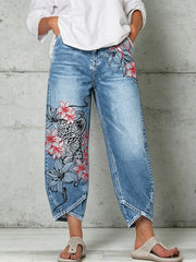 Damenhose mit Tiermotiv-Druck