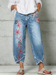 Damenhose mit Tiermotiv-Druck