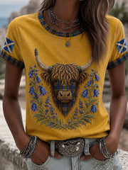 Damen-Highland-Denim-T-Shirt mit Karomuster