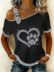 Damen-Casual-T-Shirt mit Katzenmuster
