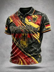 Herren-Poloshirt im Vintage-Stil mit deutscher Flagge