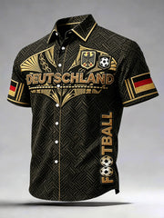 Herren-T-Shirt in Schwarz mit deutschem Fußball-Print, lässig, kurzärmlig