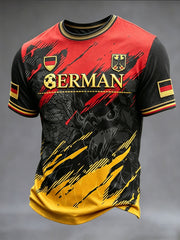 Herren-Freizeit-T-Shirt mit deutscher Flaggenfußball-Print