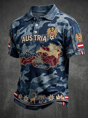 Vintage-Österreich-Karten-Camouflage-Lässiges Polo-Shirt