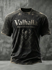 Herren-T-Shirt Valhalla mit Aufdruck, lässig, Kurzarm