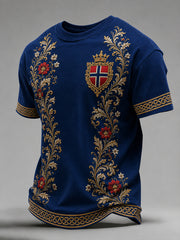 Herren-T-Shirt im Retro-Nordic-Stil mit norwegischem Kunstdruck