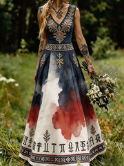 Damenkleid im skandinavischen nordischen Stil mit floralem Kunstdruck
