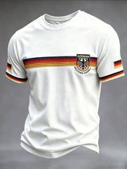Herrenweißes, gestreiftes Freizeit-T-Shirt aus Deutschland in Münchner Optik