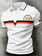 Herren-Poloshirt in Weiß mit Münchner Streifen, lässiger Stil
