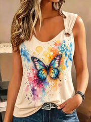 Damen-Retro-Tanktop mit Tier- und Schmetterlingsmuster, ärmellos