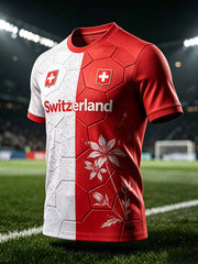 Herren-Fußball-T-Shirt mit Schweizer Motiv, lässig geschnitten