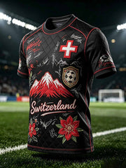 Herren-Fußball-T-Shirt mit Schweizer Motiv, lässig geschnitten