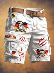 Weiße deutsche Fußball-Print-Casual-Arbeits-Shorts für Herren