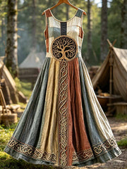 Damenmode Kleid mit Lebensbaum-Viking-Muster-Print