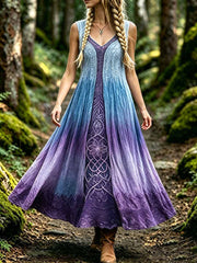 Damenmode Romantisches Lebensbaum-Viking-Print-Kleid