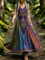 Damenmode Romantisches Lebensbaum-Viking-Print-Kleid