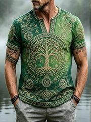 Herren-Retro-T-Shirt mit Wikinger-Totem-Muster
