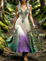 Damenmode Romantisches Lebensbaum-Viking-Print-Kleid