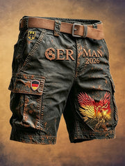 Herren-Shorts im deutschen Fußball-Retro-Stil, lässig, schwarz, für die Arbeit