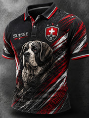 Herren-Vintage-Schweizer Kunstdruck-Lässiges Trikot