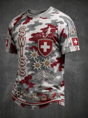 Herren-Vintage-Schweizer Kunstdruck-Lässiges Trikot
