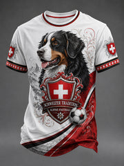Herren-Vintage-Schweizer Kunstdruck-Lässiges Trikot