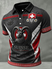 Herren-Vintage-Schweizer Kunstdruck-Lässiges Trikot
