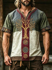 Herren Vintage Wikinger Baum des Lebens gedruckt T-Shirt