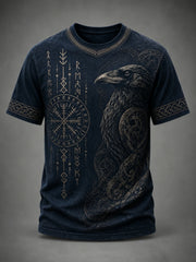 Kurzarm-T-Shirt mit Retro-Wikinger-Element druck für Männer