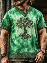 Herren-Vintage-T-Shirt mit Wikinger-Lebensbaum-Print