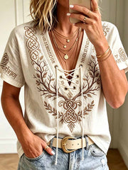 Damenmode T-Shirt mit Wikinger-Print