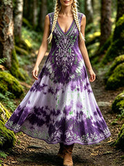 Frauen Mode Viking Totem Print Kleid
