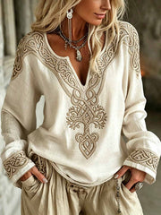 Damenmode Lebensbaum-Wikinger-Boho-Print-T-Shirt