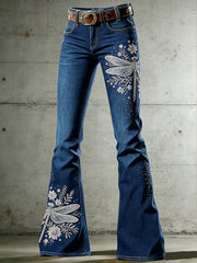 Flared-Hose mit Katzenmotiv für Damen