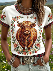 Damen-Highland-Denim-T-Shirt mit Karomuster