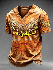 Herren-T-Shirt im Vintage-Stil mit Münchner Motiv und V-Ausschnitt, lässig geschnitten