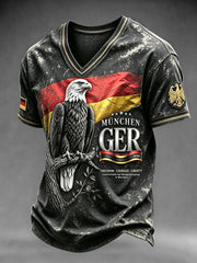 Herren-München-Vintage-Print – Freizeit-T-Shirt mit deutscher Flagge
