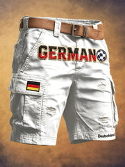 Weiße deutsche Fußball-Print-Casual-Arbeits-Shorts für Herren