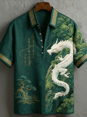 Herren-Hemd im japanischen Retro-Stil, lässig, mit kurzen Ärmeln