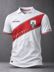 Herren-Poloshirt mit kurzen Ärmeln und Fußballmotiv