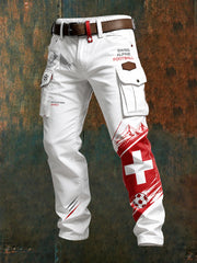 Herren-Cargohose mit Fußballmuster