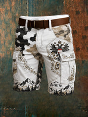 Herren-Shorts mit österreichischem Camouflage-Muster und künstlerischem Print