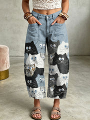 Damenhose mit Tiermotiv-Druck und Taschen