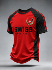 Herren-T-Shirt mit Fußballmotiv, Raglanärmeln und kurzen Ärmeln