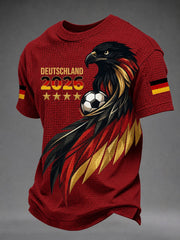 Herren-Waffelpiqué-T-Shirt mit deutschem Fußballfan-Print