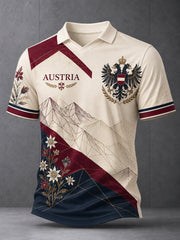 Herren-Top mit V-Ausschnitt und österreichischer Edelweiß-Flaggen-Print